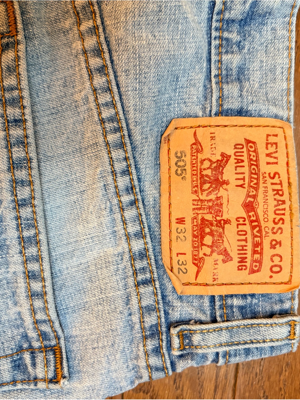 Levi's 505 Light Blue Denim Jeans Distressed
